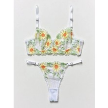 Papatya Işlemeli Balenli Sütyen Takımı 80B