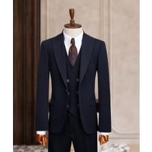 Taxi Giyim Üçlü Takım Elbise  - Zara Kumaş - Lacivert - TG3ZL10