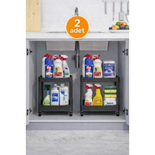 Iki Adet Çok Katlı Tekerlekli Düzenleyici Raf Seti, Çok Amaçlı Depolama