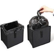 Royal Rain Store Araba Ofis Çöp Kutusu Portatif Araç Içi Taşınabilir Kapaklı Pratik Su Geçirmez Askılı Çöp Kovası Düzenleyici Organizer Siyah