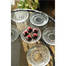 14CM Kristal Cam Tabak Takımı, Kahvaltı ve Tatlılar Için 6'lı Set