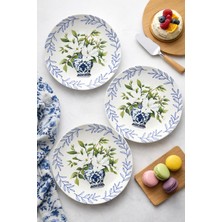 Çiçek Desenli 6'lı 20 cm Modern Pasta ve Tatlı Tabağı Seti