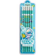 Space Travel 12'li Silgili Kurşun Kalem Kalemtraş Hediyeli