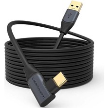 Royal Rain Store Gbps Type-C Vr Data Şarj Kablosu Oculus Quest 2 Için Link Cable 90° Type-C Uç USB 3.2 Kablo 5 Metre 3A CC1064 Profesyonel Bilgisayar Bağlantı Kablosu