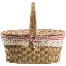 Şık Oval Hasır Piknik Sepeti, 39CM, Pratik ve Şık Tasarım
