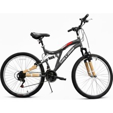 Salcano Hector 24 Jant 21 Vites Çift Amortisörlü Dağ Bisikleti Koyu Gri - Gri - Kırmızı