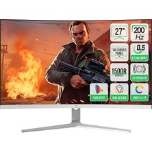 Royal Rain Store Power Gamepower Vivid T50 27'' 1500R Curved Rgb Beyaz 200Hz 0.5ms Fhd 2X2W Speaker Va Gaming Monitör (Sıfır Ölü Piksel Garantili)