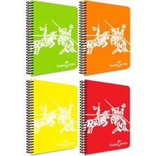 Royal Rain Store Şövalye Desenli Neon Spiralli Defter, A4, 80 Yaprak, 70G Kağıt, Kareli, Dayanıklı Kapak, Kolay Açılan Spiral Cilt, Asorti Renkler