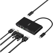 Royal Rain Store Usb-C Multimedia Adaptörü (Vga, 4K Hdmı, USB 3.0, Ethernet Bağlantı Noktalı Usb-C Hub) MacBook Pro, iPad Pro, Surface Pro, Chromebook ve Daha Fazlası Için 100 W Doğrudan Iletimli Güç
