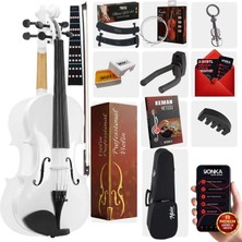 Midex HGA44WH-PAK Beyaz 4/4 Tam Boy Keman Seti (Yastık Susturucu Çanta Yay Reçine)