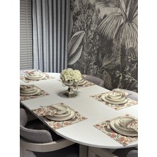 Heriya Keten 6’lı Asil Desen 6 Amerikan Servis &6 Peçete 45X30-30X30