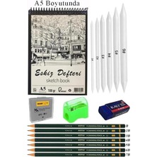 Royal Rain Store Eskiz Defteri Spralli 50 Yaprak Karakalem Çizim Seti Gölgelendirme Kalemi Hamur Silgi Fatih Dereceli Kalem Hobi Tasarım Seti