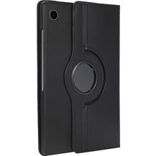 Royal Rain Store Samsung Galaxy Tab A8 10.5 SM-X200 ile Uyumlu Kılıf 360 Derece Dönen Standlı Pu Deri Kapaklı - Siyah