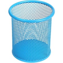 Royal Rain Store Masa Üstü Kalemlik 1 Adet Metal Fileli Renkli Perforeli Yuvarlak Kalemlik Ofis Büro Okul Açık Mavi