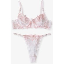 Pembe Çiçekli Balenli Sütyen Takımı 75B