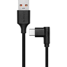 Royal Rain Store To Type-C ile Uyumlu iPhone ve Samsung ile Uyumlu Hızlı Şarj ve Data Kablosu 200 cm L Tipi Gaming (Siyah)