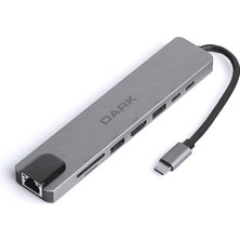 Royal Rain Store USB 3.1 Type-C 8 In 1 Ethernet/hdmı/tf Sd Kart Okuyucu/usb 3.0 - USB 2.0 / Usb-C & Usb-C Pd Dönüştürücü Çevirici Hub (DK-AC-U31X40)