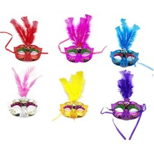 Similar Renkli Tüylü Venedik Parti Maskesi Karışık Renk 12 Adet