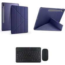 Royal Rain Store Galaxy Tab S9 Fe Plus X610 12.4 Inç Ile Uyumlu Standlı Kılıf ve Klavye Mouse 2 Li Set Lacivert