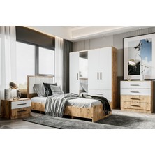 Zita Komodin - Antık Cam & Mat Beyaz - 2 Çekmeceli