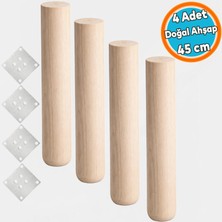 Nzb (4 Adet) Doğal Ahşap Boyasız Silindir Masa Sehpa Ayağı Doğal Ahşap Sehpa Ayağı Bohem 45 cm