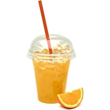 Royal Rain Store cc Pet Plastik Milkshake Limonata Bardağı Kapaklı 50 Adet