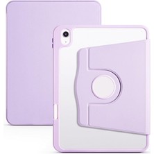 Royal Rain Store Ipad 11 Inç A16 (11.nesil) 2025 ile Uyumlu Kalem Bölmeli 360 Dönebilen Kapaklı Kılıf A3355, Lila