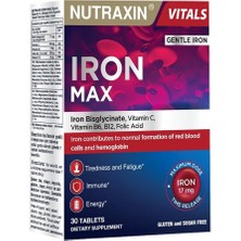 Royal Rain Store Iron Max 30 Tablet – Demir, C Vitamini, Folik Asit ve B12 Vitamini Içeren Takviye