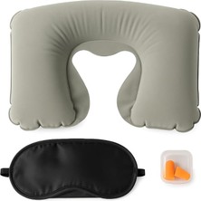 Royal Rain Store Konfor Seti – Şişme Boyun Yastığı, Göz Bandı ve Kulak Tıkacı 3'lü Kit