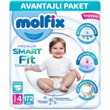 Molfix Premium Smart Fit Avantajlı Paket 4 Beden Maxi 172 Adet