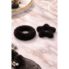 Nati Co Şık Tasarım Siyah Peluş Saç Toka Seti