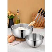 Cooker 2'li Paslanmaz Çelik Karıştırma Kabı Seti – 24 cm (3.5 L), 26 cm (7 L)