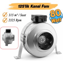 Badem10 Elektrikli Kanal Tipi Metal Radyal Fan 125 mm 80 W Aspiratör Havalandırma Fanı Kirli Hava Tahliye