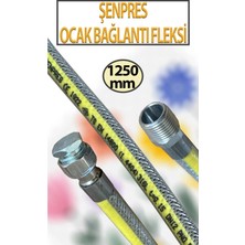 Doğalgaz, Ocak Bağlantı Fleksi 1250 mm (1,25 Metre) Uzunluğunda 1/2 Lik Şenpress