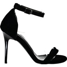Fox Shoes Siyah Kadın Topuklu Ayakkabı B922112602 Süet Malzeme ile 10 cm Yüksek Topuk ve Neolit Taban
