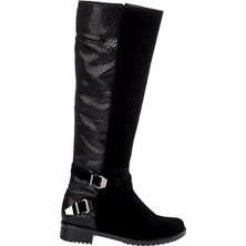 Fox Shoes Siyah Yılan Süet Kadın Çizme E726203402