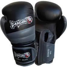 Dragon Attack 6 Suni Deri Boks Eldiveni Siyah Kick Boks ve Muay Thai İçin Rahat Kullanım