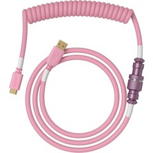 Royal Rain Store Sarmal Klavye Kablosu - Mekanik Oyun Klavyesi Sarmal Kablo Için Sarmal USB C Kablosu Zanaatkâr Örgülü Kablolar - Özel Klavye Kablosu (Piksel Pembe)