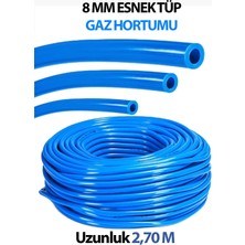 8 mm Tüp Hortumu Yüksek Kaliteli Esnek Mavi 2,70 M Uzunluğunda (2 Adet Kelepçe Hediyemizdir)
