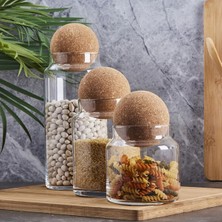 Top Mantar Kapaklı Cam Kavanoz ve Baharatlık Seti, 3'lü Paket