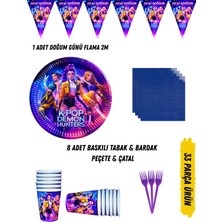 Kpop K-Pop Demon Hunters Temalı Doğum Günü Parti Seti Tabak & Bardak & Peçete & Çatal
