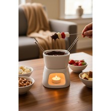 Porselen Çikolata Fondü Kabı ve Isıtıcı Seti, Şık Sunumlar Için Ideal