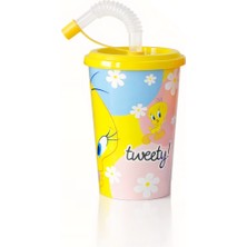 Tuffex Lisanslı Pp Kapaklı Pipetli Bardak Asortili (Tweety)