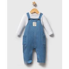 Queen Kids  Erkek Bebek Enjoy The Rıde   Kot Salopet Mavi