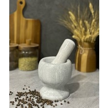 Beyaz Doğal Mermer Havan, Şık ve Dayanıklı Mutfak Aksesuarı