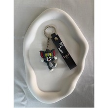 Belirtilmemiş Tom Karakter Figürlü Silikon Anahtarlık Çizgi Film Anahtarlık