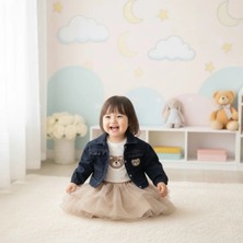 Queen Kids Kız Çocuk  Kot Ceketli  3'lü Takım Lacivert