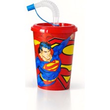 Tuffex Lisanslı Pp Kapaklı Pipetli Bardak Asortili (Superman)