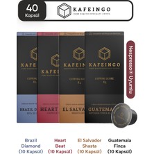 Kafeingo Kahve Tanışma Paketi 40 Kapsül Brazil & El Salvador & Guatemala & Heart Beat