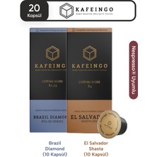 Kafeingo El Salvador Shasta & Brazil Diamond Kahve 20 Kapsül (Nespresso Uyumlu)
